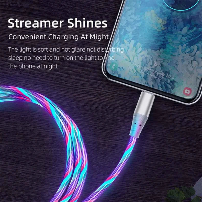 LED Flow Fast Charging Cable – Type-C, Micro USB & Lightning