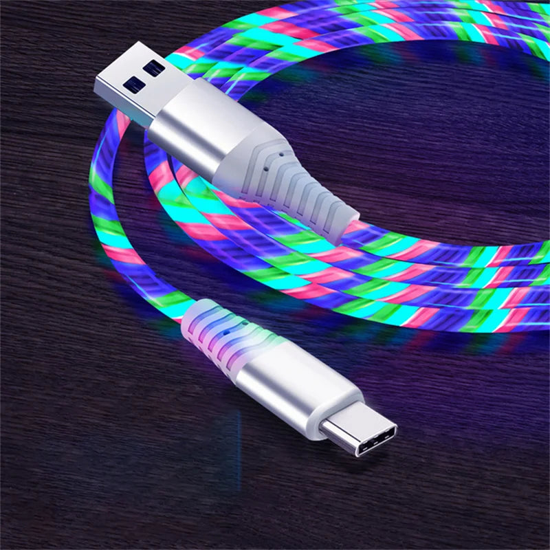 LED Flow Fast Charging Cable – Type-C, Micro USB & Lightning