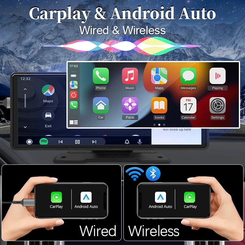10.26" Smart Car Display – Wireless CarPlay, Android Auto, Bluetooth & USB