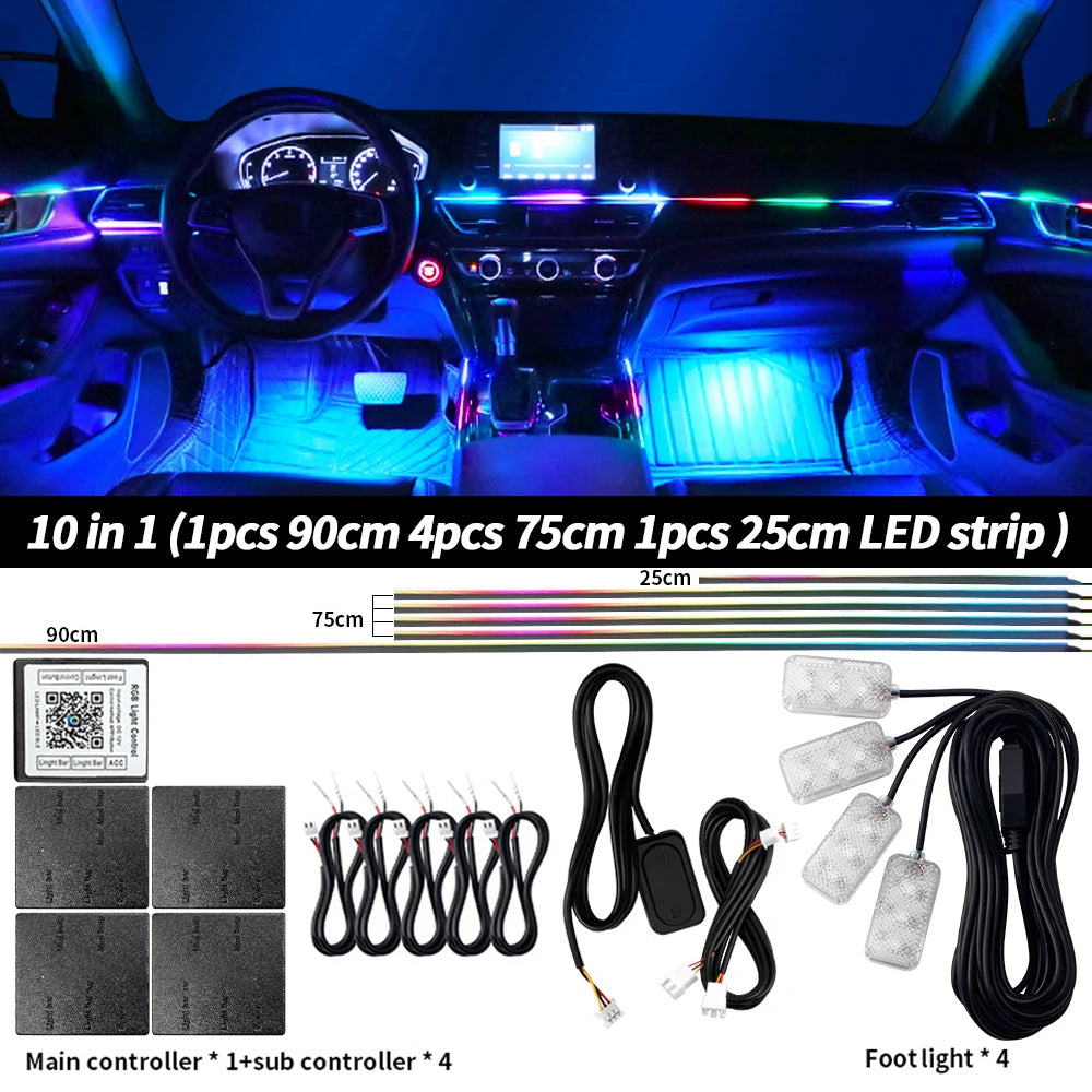 RGB Symphony LED Car Interior Ambient Light Kit – 6 / 10 / 14 / 18 / 22 in 1
