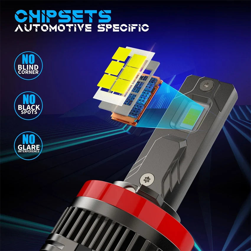 H11B LED Headlight Bulb Turbo 1800W 9000000LM Low Beam High Beam 6000K White For Ford Fiesta Kia Hyundai Plug And Play