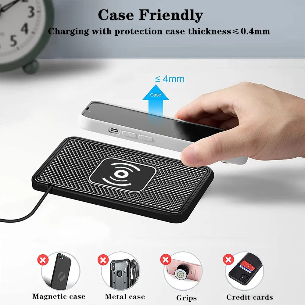 MagSafe Wireless Car Charger – Non-Slip Silicone Fast Charging Pad