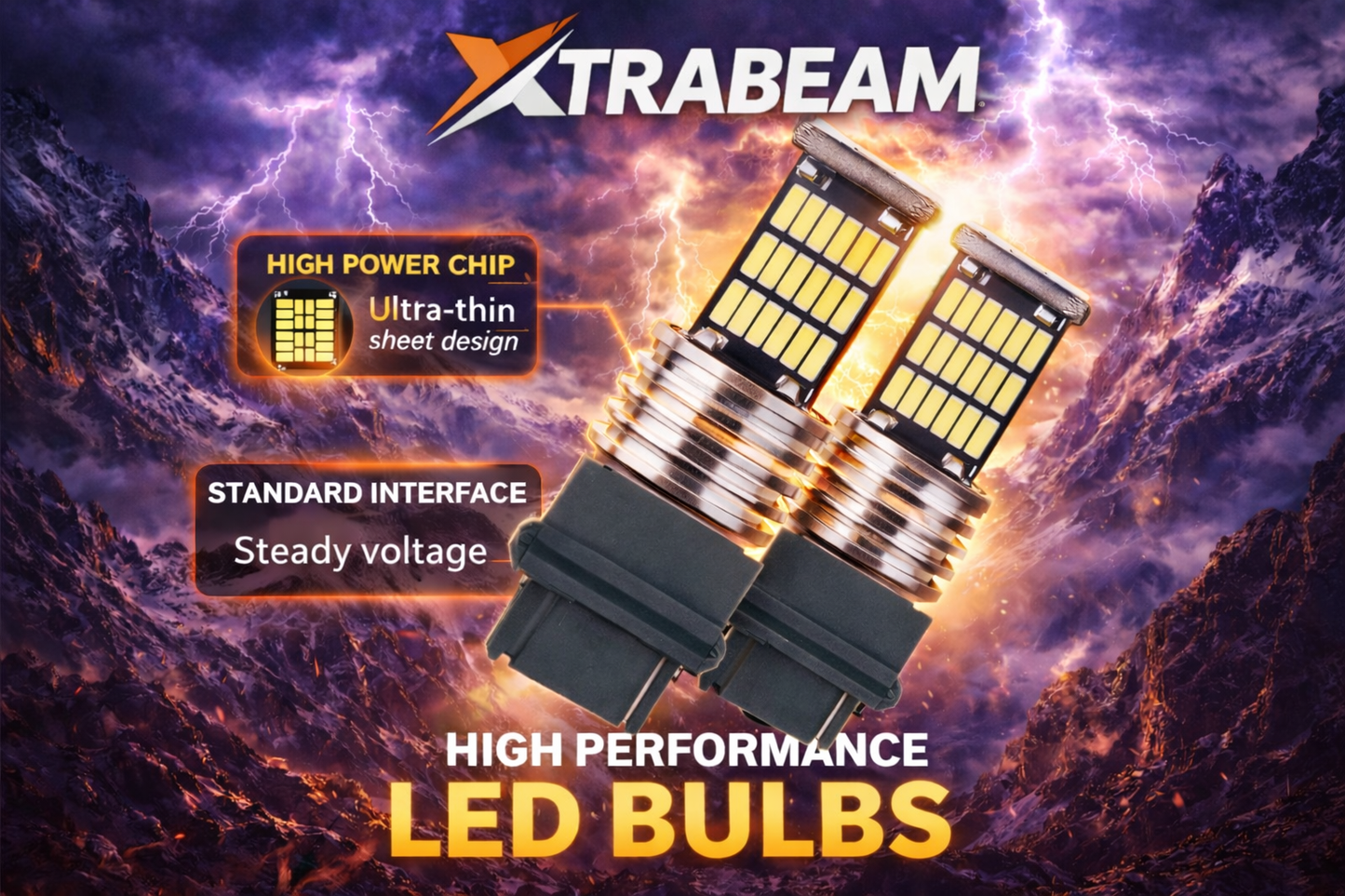 3156 LED Bulbs (T25 / P27W) – Amber – Set of 2